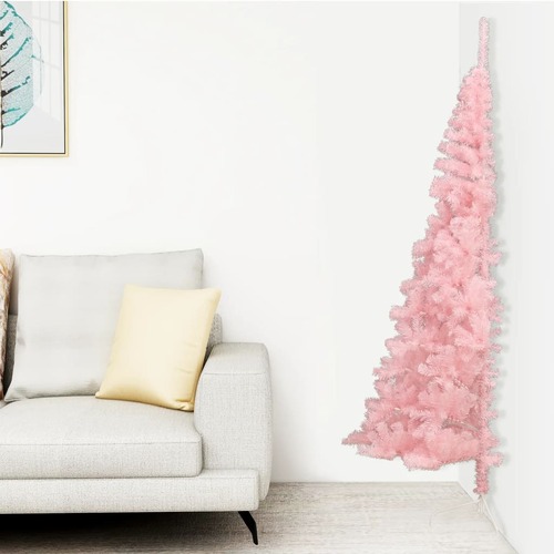 Artificial Half Christmas Tree with Stand Pink 120 cm PVC