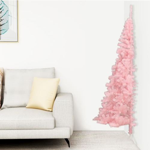 Artificial Half Christmas Tree with Stand Pink 210 cm PVC