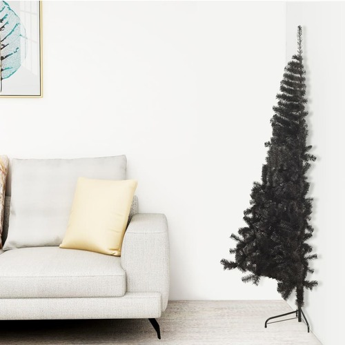 Artificial Half Christmas Tree with Stand Black 210 cm PVC