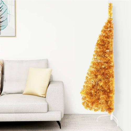 Artificial Half Christmas Tree with Stand Gold 150 cm PET