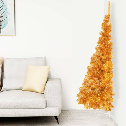 Artificial Half Christmas Tree with Stand Gold 210 cm PET