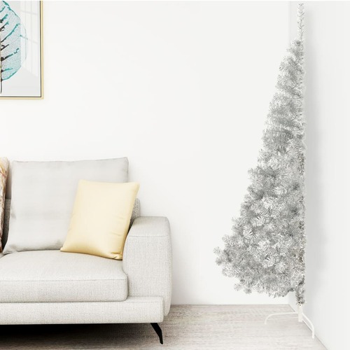 Artificial Half Christmas Tree with Stand Silver 240 cm PET