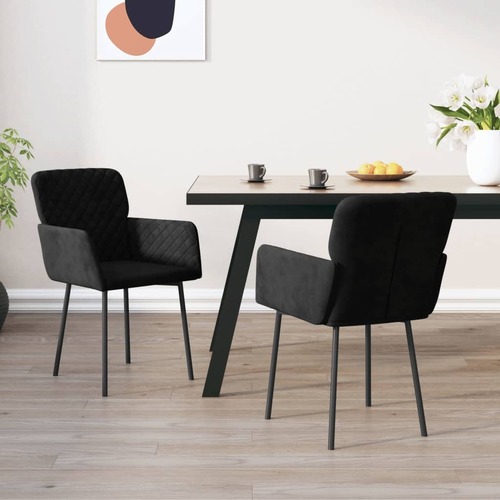 Dining Chairs 2 pcs Black Velvet