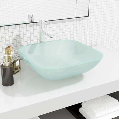 Basin Glass 42x42x14 cm Frosted