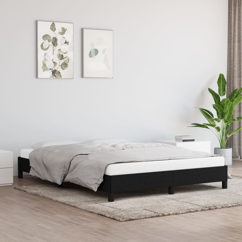 Bed Frame Black 137x187 cm Double Fabric