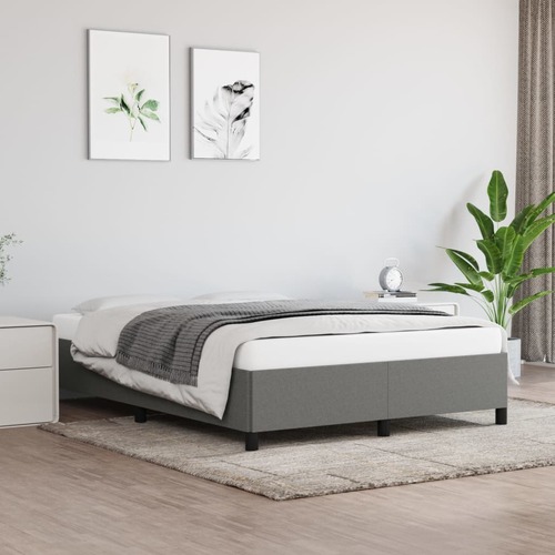Bed Frame without Mattress Dark Grey 137x187 cm Double Fabric