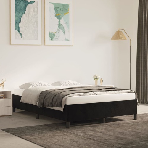 Bed Frame Black 153x203 cm Queen Velvet