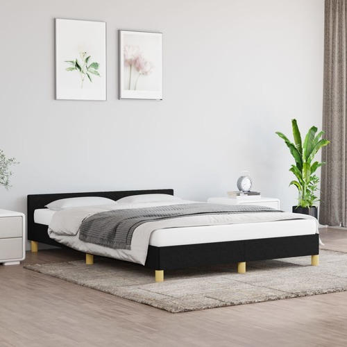 Bed Frame without Mattress Black Double Fabric