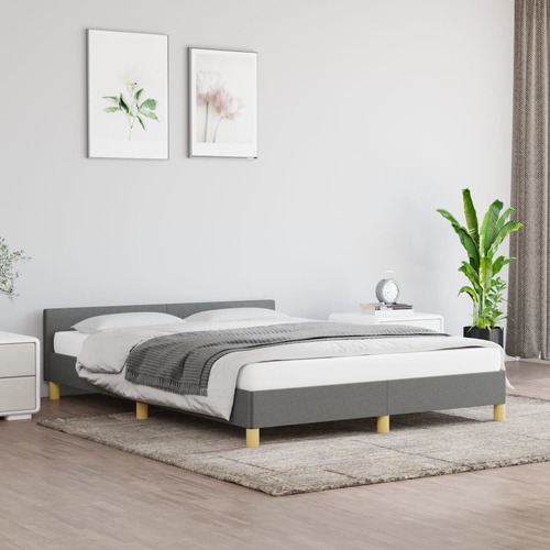 Bed Frame without Mattress Dark Grey Queen Fabric