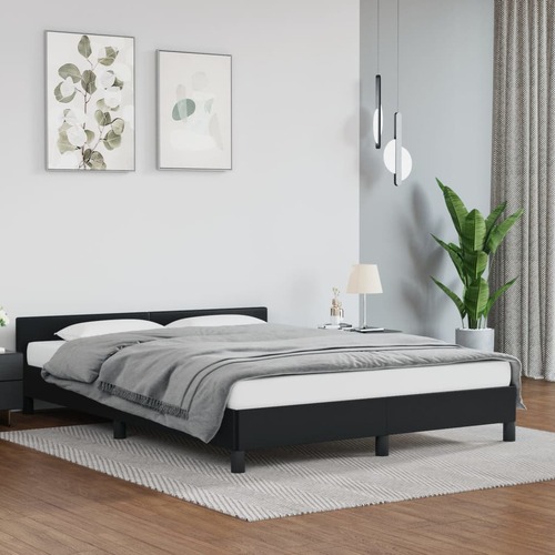 Bed Frame without Mattress Black Double Faux Leather