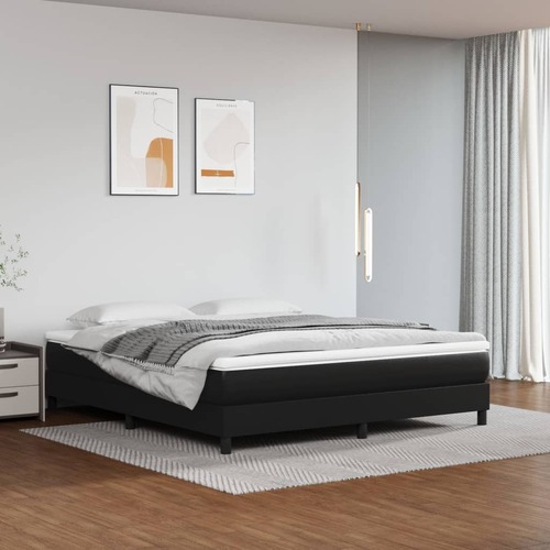 Pocket Spring Bed Mattress Black 152x203x20 cm Queen Faux Leather