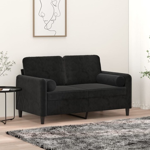 Throw Pillows 2 pcs Black Diameter 15x50 cm Velvet