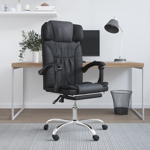 Massage Reclining Office Chair Black Faux Leather