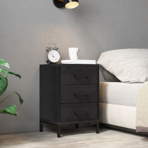 Bedside Cabinet Black 40x30x55 cm Solid Pinewood