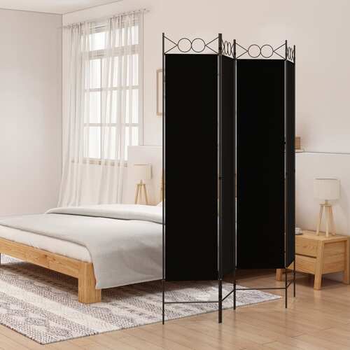 4-Panel Room Divider Black 160x200 cm Fabric