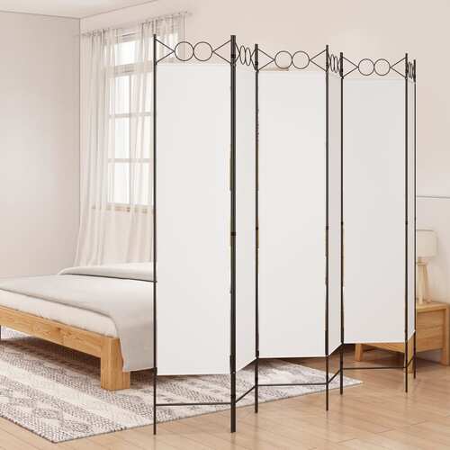 6-Panel Room Divider White 240x200 cm Fabric