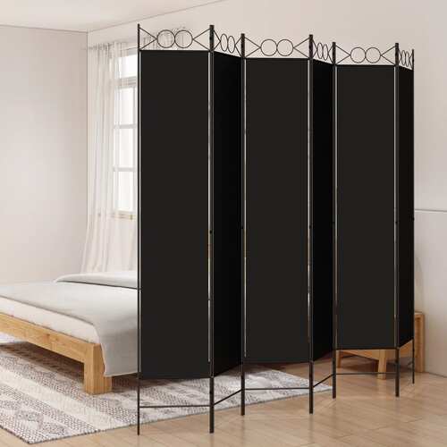 6-Panel Room Divider Black 240x220 cm Fabric