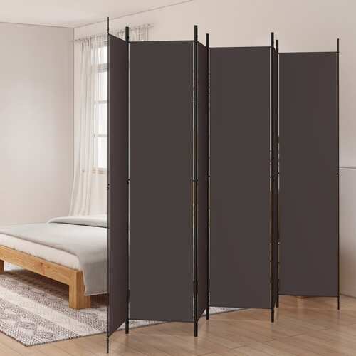 6-Panel Room Divider Brown 300x220 cm Fabric