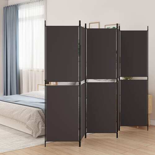 5-Panel Room Divider Brown 250x180 cm Fabric