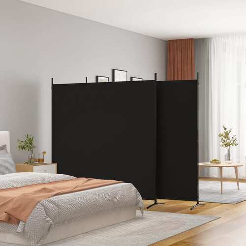 3-Panel Room Divider Black 525x180 cm Fabric