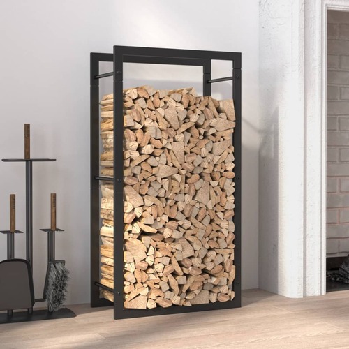 Firewood Rack Matt Black 50x28x94 cm Steel