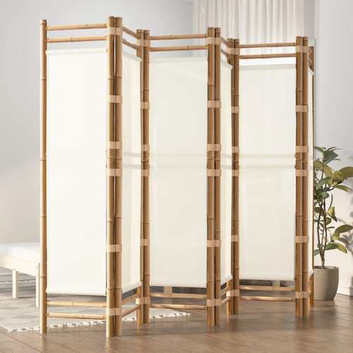 Folding 6-Panel Room Divider 240 cm Bamboo and Canvas