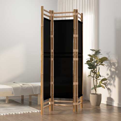 Folding 3-Panel Room Divider 120 cm Bamboo and Canvas