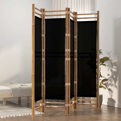 Folding 4-Panel Room Divider 160 cm Bamboo and Canvas