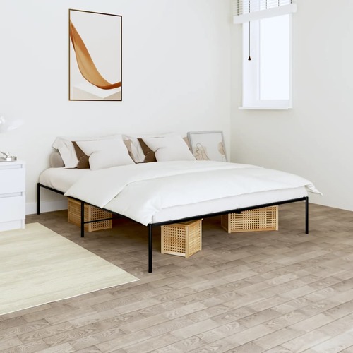 Metal Bed Frame without Mattress Black 150x200 cm