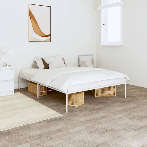 Metal Bed Frame without Mattress White 135x190 cm