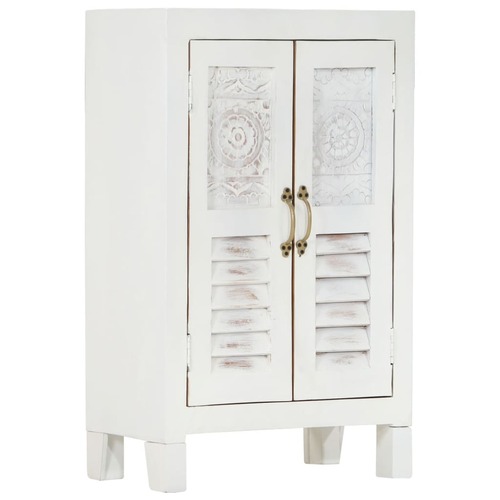 Sideboard White 55x30x90 cm Solid Wood Acacia