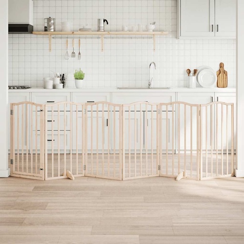 Dog Gate with Door Foldable 6 Panels 300 cm Poplar Wood