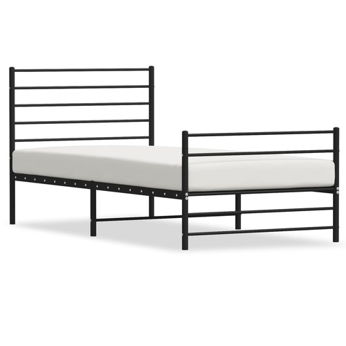 Metal Bed Frame without Mattress with Footboard Black 107x203 cm King Single
