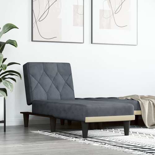 Chaise Longue Dark Grey Velvet