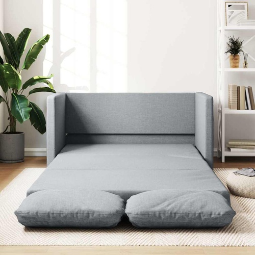 Floor Sofa Bed 2-in-1 Light Grey 112x174x55 cm Fabric