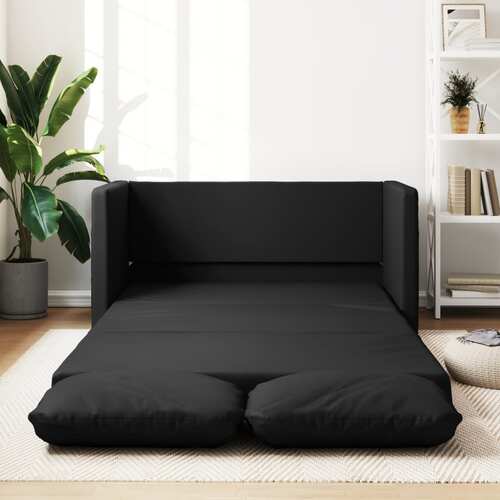 Floor Sofa Bed 2-in-1 Black 112x174x55 cm Faux Leather