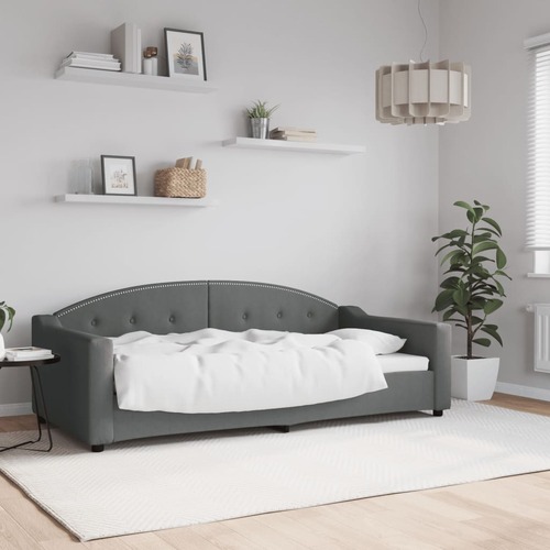 Day Bed without Mattress Dark Grey 90x190 cm Fabric