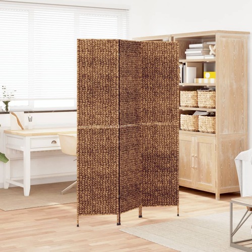 Room Divider 3-Panel Brown 122x180 cm Water Hyacinth