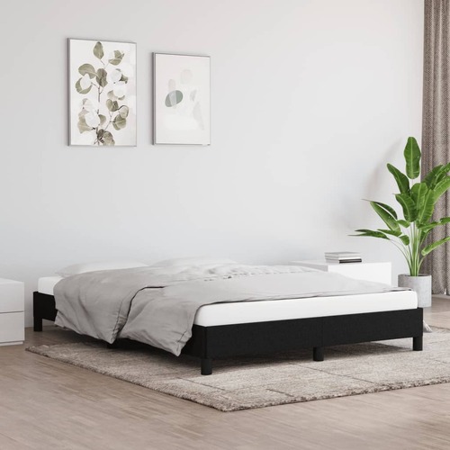 Bed Frame Black 107x203 cm King Single Size Fabric
