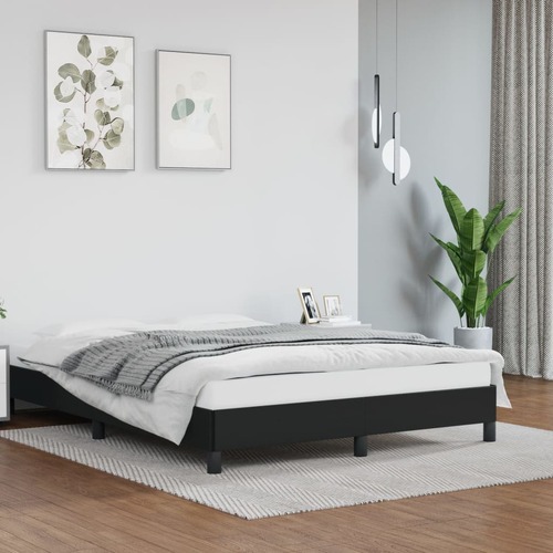 Bed Frame Black 107x203 cm King Single Size Faux Leather