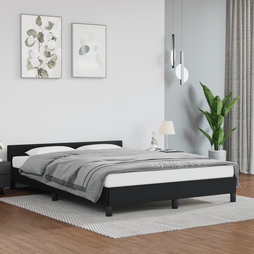 Bed Frame Black 107x203 cm King Single Size Faux Leather