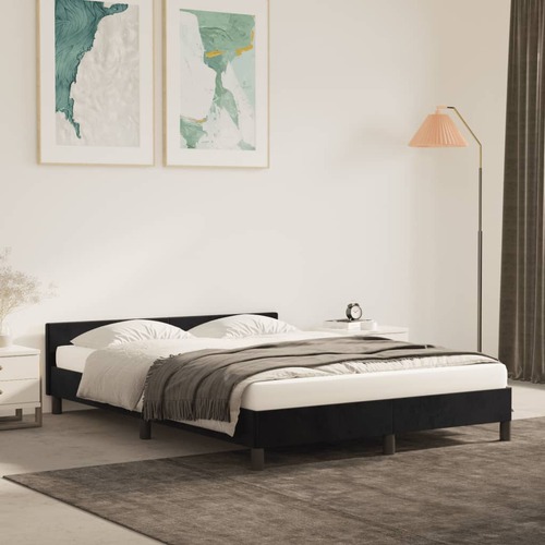 Bed Frame Black 107x203 cm King Single Size Velvet