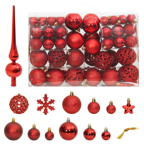 111 Piece Christmas Bauble Set Red Polystyrene
