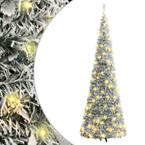 Artificial Christmas Tree Pop-up Flocked Snow 200 LEDs 210 cm