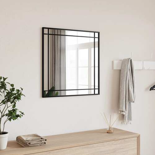 Wall Mirror Black 50x50 cm Square Iron