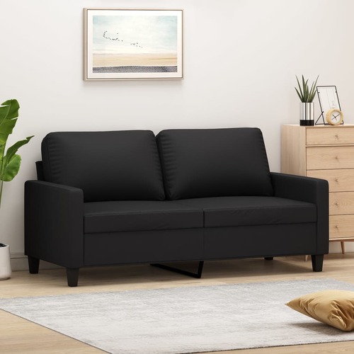 2-Seater Sofa Black 140 cm Faux Leather