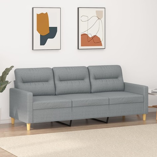3-Seater Sofa Light Grey 180 cm Fabric