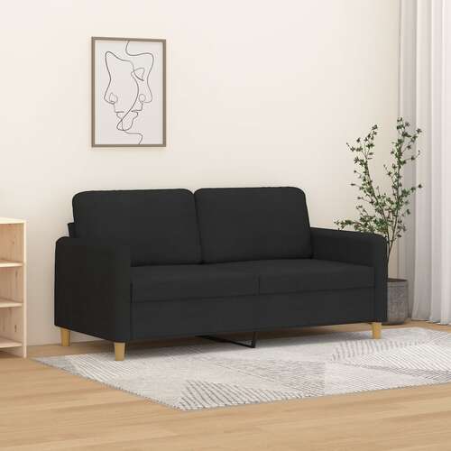 2-Seater Sofa Black 140 cm Fabric