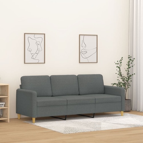 3-Seater Sofa Dark Grey Fabric 180 cm