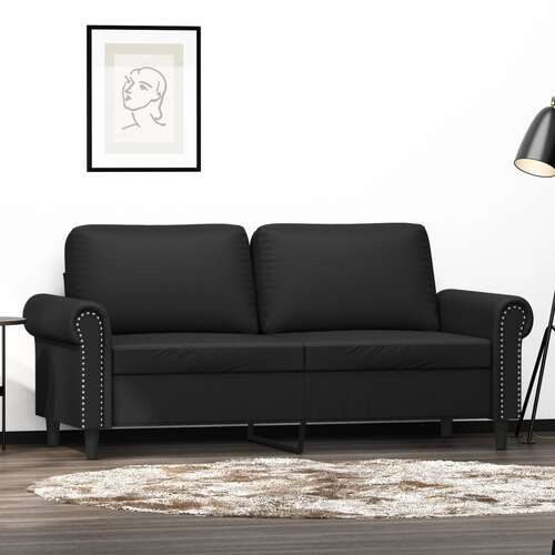 2-Seater Sofa Black 140 cm Faux Leather